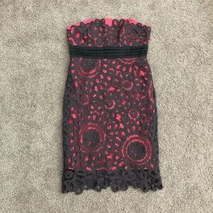 Floreat Dress Womens Size 8P Eyelet Lace Strapless Mini Y2K